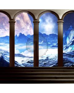 Arch Sea Mountain Stairs Computer Printed Photography Backdrop HXB-094