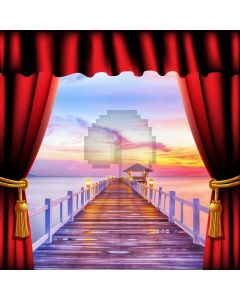 Curtain Sea Bridge Sunset Cloud Computer Printed Photography Backdrop HXB-097