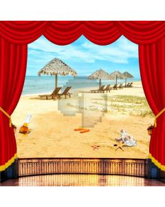 Sea Curtian Pavilon Grass Sandbeach Computer Printed Photography Backdrop HXB-114