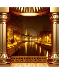Pillar River Light Tower Building Tree Computer Printed Photography Backdrop HXB-118