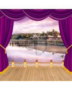 Curtain Sea Sunset Plant Bridge Computer Printed Photography Backdrop HXB-122