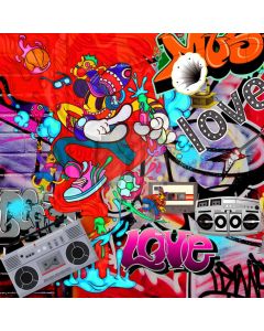 Graffiti Video Love Colour Broadcast Computer Printed Photography Backdrop HXB-137