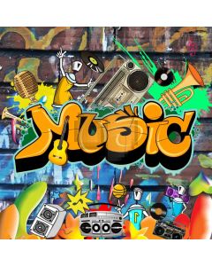 Graffiti Music Trumpet Video Computer Printed Photography Backdrop HXB-166