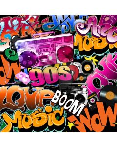 Graffiti 90'S Music Wow Boom Video Computer Printed Photography Backdrop HXB-168