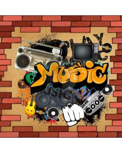 Graffiti Music Video Boxing Brick Wall Computer Printed Photography Backdrop HXB-172