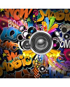 Graffiti Music Boom Microphone Computer Printed Photography Backdrop HXB-187