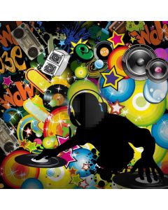 Graffiti Bubble Star Microphone Letter Computer Printed Photography Backdrop HXB-188