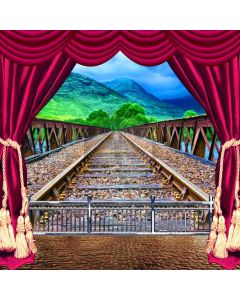 Curtain Railway Mountain Green Computer Printed Photography Backdrop HXB-207