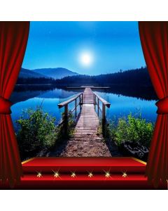 Curtain Water Bridge Plant Mountain Moon Computer Printed Photography Backdrop HXB-208
