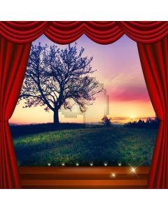 Curtain Grass Tree Sunset Computer Printed Photography Backdrop HXB-210