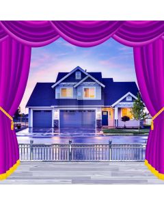 Curtain House Sunset Plant Computer Printed Photography Backdrop HXB-213