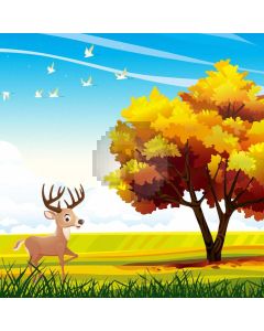 Grass Tree Sky Deer Bird Computer Printed Photography Backdrop HXB-215