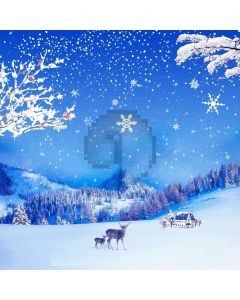 Snow Deer Tree Star House Computer Printed Photography Backdrop HXB-222