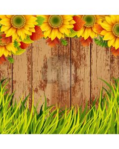Sunflower Grass Wood Computer Printed Photography Backdrop HXB-237
