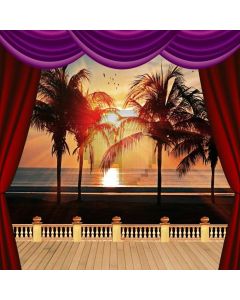 Balcony Curtain Sunset Tree Sea Computer Printed Photography Backdrop HXB-260