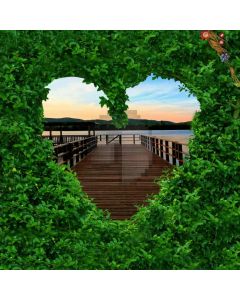 Green Heart Sea Bridge Sunset Computer Printed Photography Backdrop HXB-261