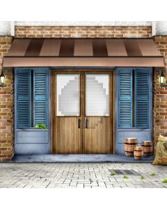 Door Brick Flower Window Vat Computer Printed Photography Backdrop HXB-264
