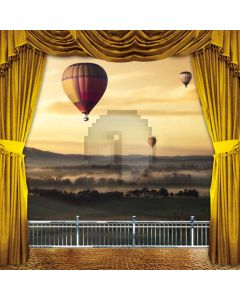 Curtain Balcony Sea Mountain Smoke Hot Air Balloon Computer Printed Photography Backdrop HXB-270