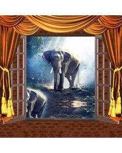 Elephant Curtain Floor Door Tree Computer Printed Photography Backdrop HXB-280