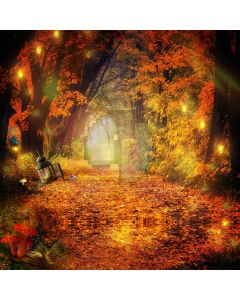 Forest Light Grass Fallen Leaves Computer Printed Photography Backdrop HXB-289