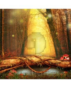 Forest Tree River Grass Mushroom Computer Printed Photography Backdrop HXB-294