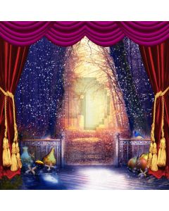 Night Curtain Snow Tree Fallen Leaves Computer Printed Photography Backdrop HXB-298