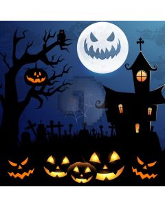 Halloween Moon Lantern Tree House Spider Web Computer Printed Photography Backdrop HXB-302