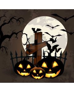 Moon Pumpkin Latern Fence Bird Computer Printed Photography Backdrop HXB-310