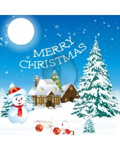 Christmas Sun Tree House Snowman Firework Computer Printed Photography Backdrop HXB-328