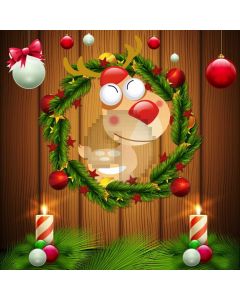 Christmas Deer Wood Grass Circle Ball Computer Printed Photography Backdrop HXB-331