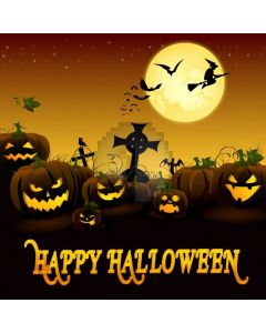 Terror Pumpkin Latern Moon Bat Computer Printed Photography Backdrop HXB-342