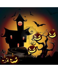 Terror Pumpkin Latern Bat Tree House Computer Printed Photography Backdrop HXB-343