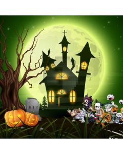 House Latern Skull Tree Moon Computer Printed Photography Backdrop HXB-367