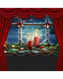 Christmas Curtain Candle Window Computer Printed Photography Backdrop HXB-402