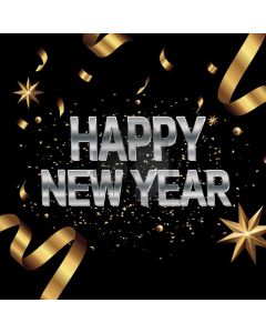Happy New Year Golden Ribbon Computer Printed Photography Backdrop HXB-477
