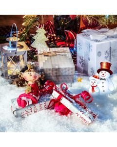 Snow Snowman Present Tree Cap Computer Printed Photography Backdrop HXB-489