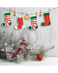 Sock Snow Plant Small Bell Star Computer Printed Photography Backdrop HXB-490