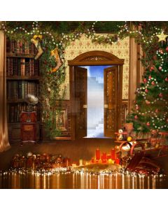 Christmas Tree Door Bookshelf Computer Printed Photography Backdrop HXB-495