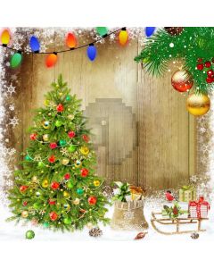 Tree Ball Bulb Wood Snowflake Computer Printed Photography Backdrop HXB-515