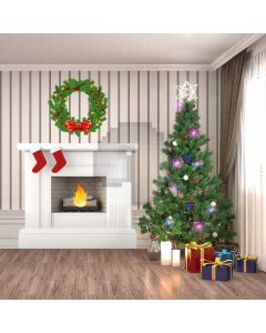Tree Fireplace Floor Grass Circle Sock Computer Printed Photography Backdrop HXB-525