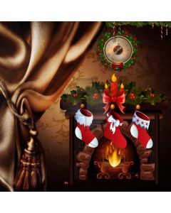 Sock Clock Curtain Plant Fireplace Computer Printed Photography Backdrop HXB-527