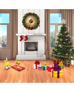 Tree Floor Clock Window Curtain Computer Printed Photography Backdrop HXB-538