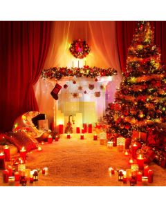 Tree Present Candle Flower Sock Computer Printed Photography Backdrop HXB-542