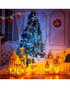 Tree Snow Candle Sock Computer Printed Photography Backdrop HXB-547