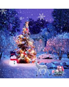Snowflake Deer Tree Snowman Computer Printed Photography Backdrop HXB-555