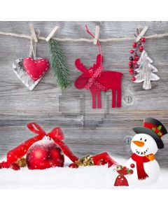 Snowman Deer Heart Ball Snow Computer Printed Photography Backdrop HXB-571