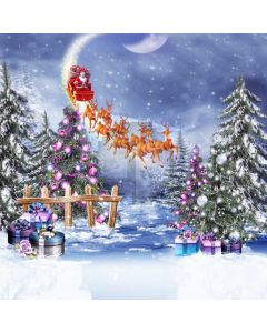 Tree Fence Snow Present Computer Printed Photography Backdrop HXB-580