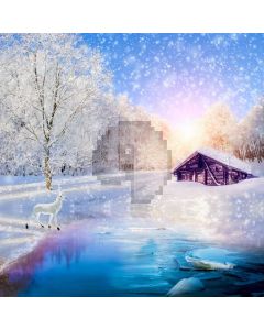 Deer Tree House River Computer Printed Photography Backdrop HXB-589