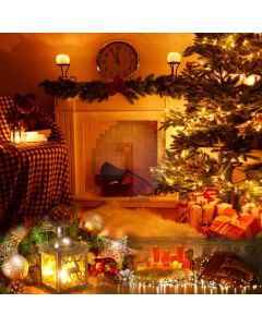 Tree Clock Present Light Ball Computer Printed Photography Backdrop HXB-590