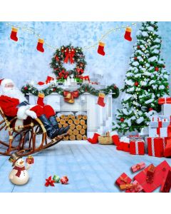 Santa Claus Tree Snowman Present Computer Printed Photography Backdrop HXB-621
